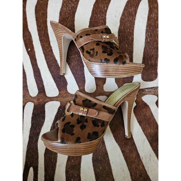 Tyler Richard Tyler Pony Hair Fur Platform Peep Toe Pumps w/ Buckle Size 8.5 - Picture 4 of 8